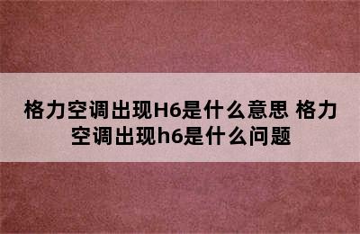 格力空调出现H6是什么意思 格力空调出现h6是什么问题